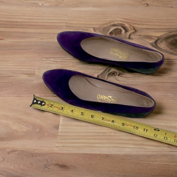 Salvatore Ferragamo Purple Green Black Suede Wedges size 8 AA made in Italy - Picture 4 of 15